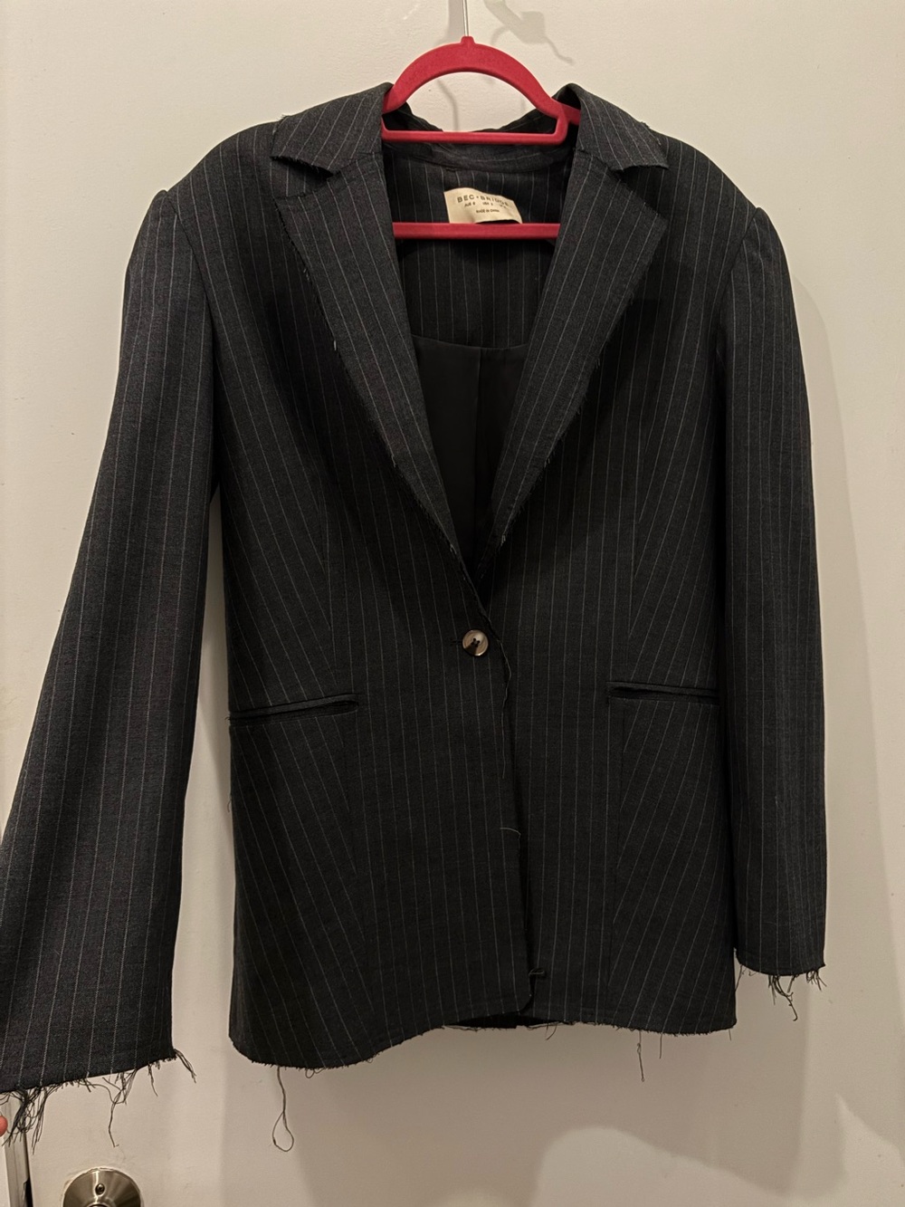 Bec & Bridge Black Pinstripe Single-Button Blazer